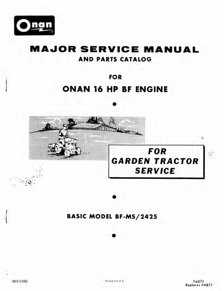 Onan BF Engine Service Repair Manual 