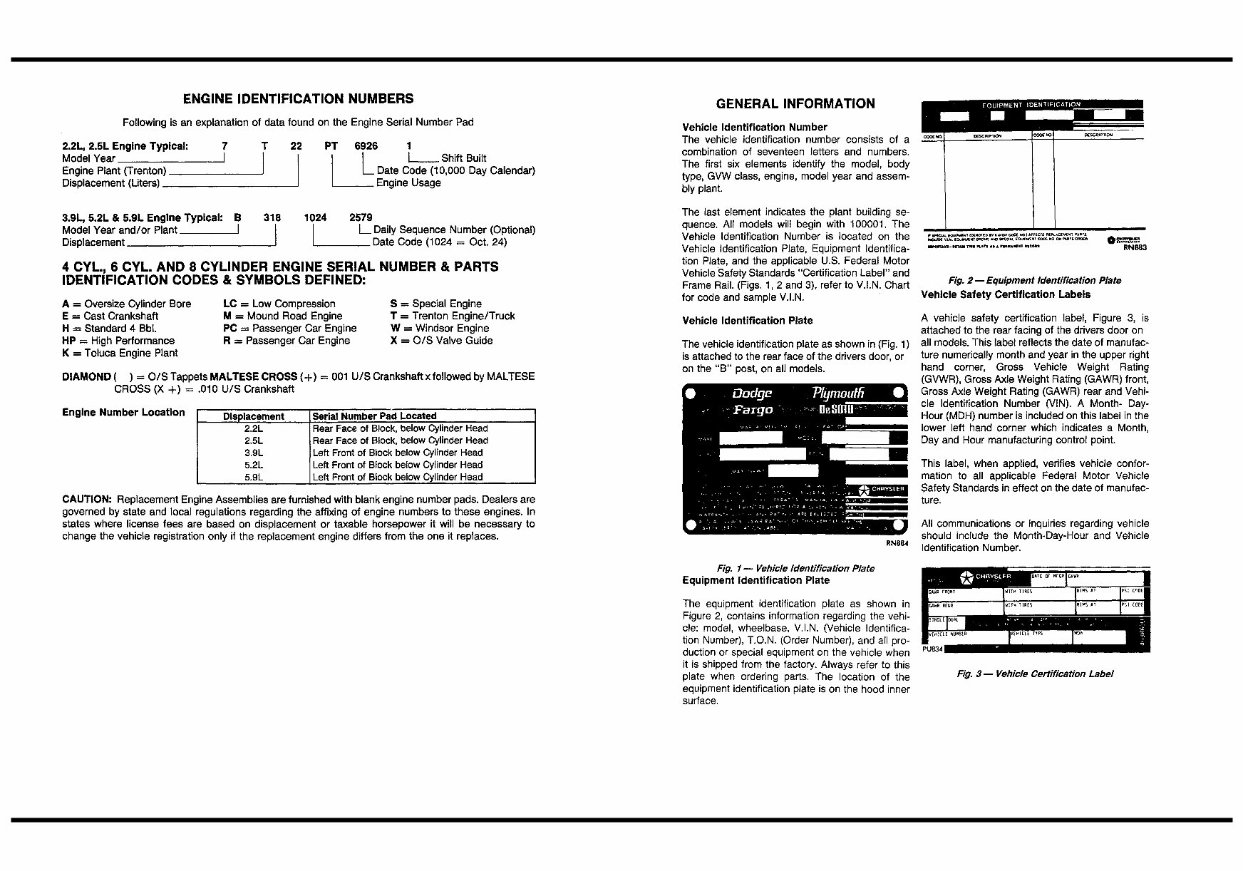 19841989 Chrysler / Dodge Truck Car Parts Catalog Manual 1984 1985