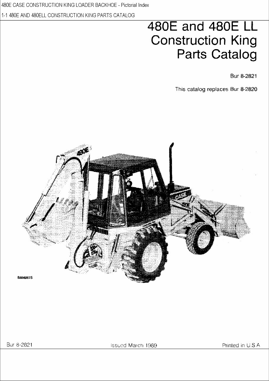 Case 480e Ll Construction King Backhoe Parts Catalog Manual