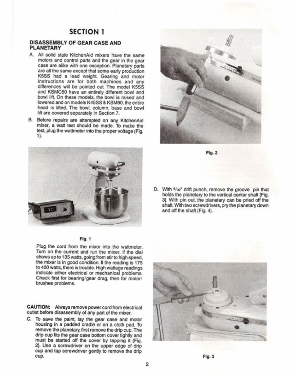 KitchenAid KSMC50 K5SS K45S and KSM90 Mixer Service Manual