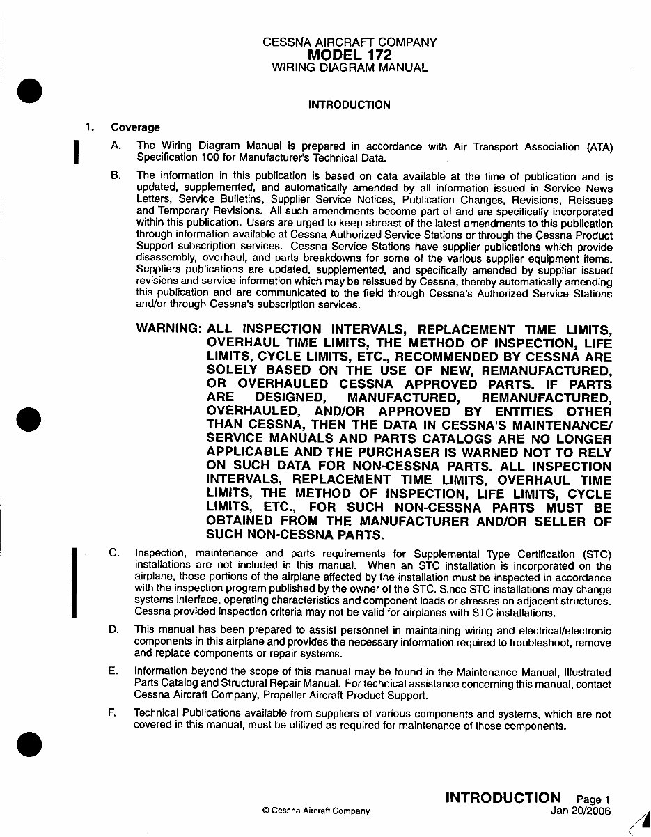 Cessna 172RWD Wiring Diagram Manual Model 172R 172S