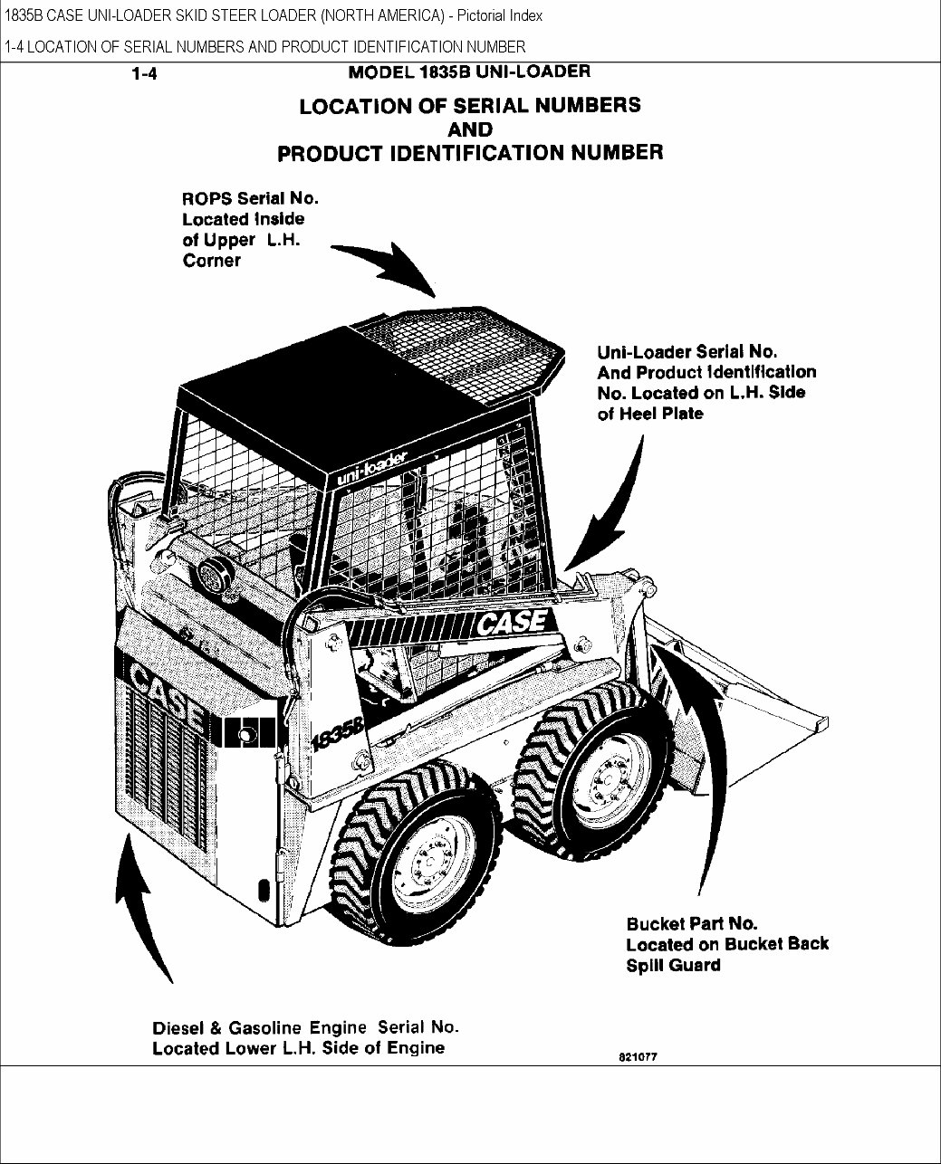 CASE 1835B Skid Steer Loader Parts Catalog Manual