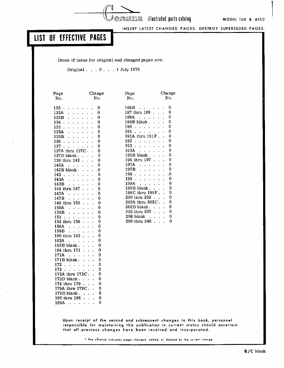 Cessna 150 Parts Catalog Manual 1969 1976 Cessna Complete Part Book