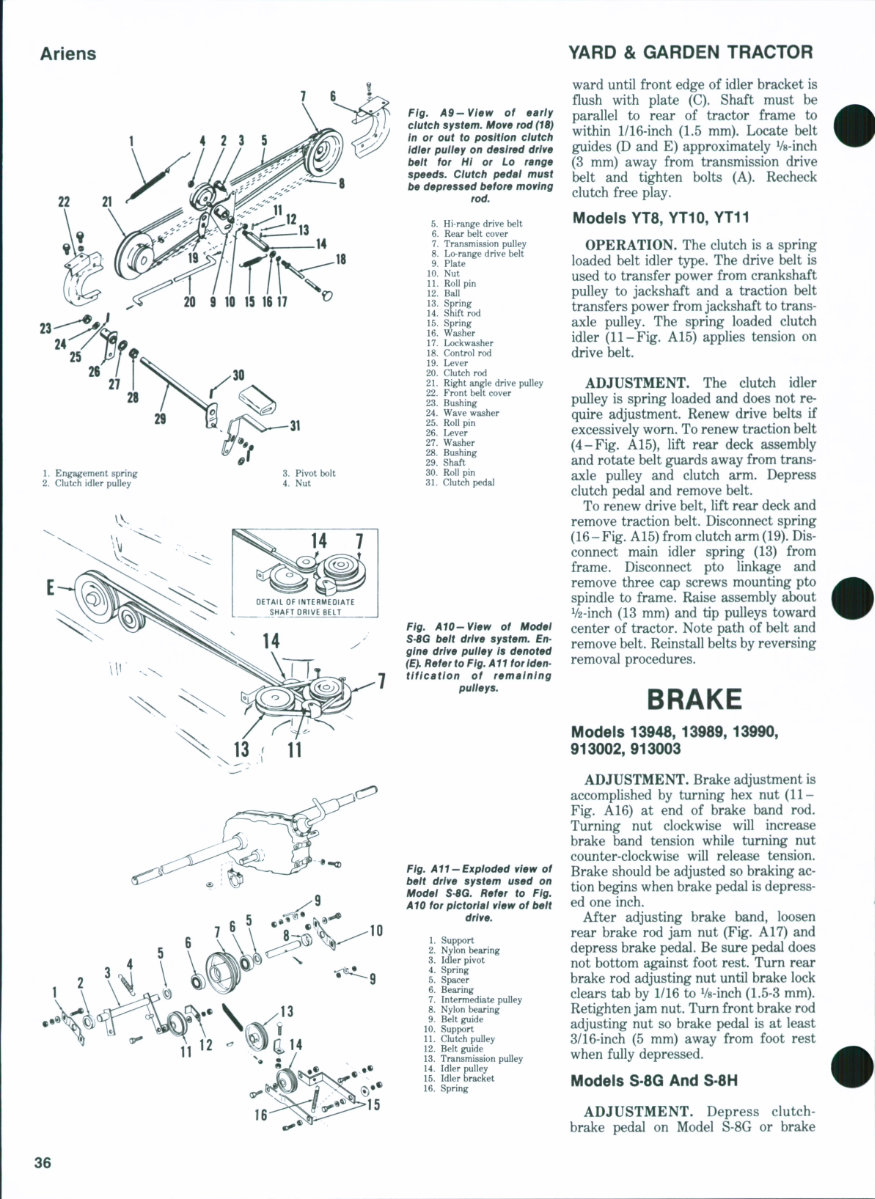 Ariens Lawn Tractor 13989, 13990, 13948, 913002, 913003, GT-GT12-GT14 ...