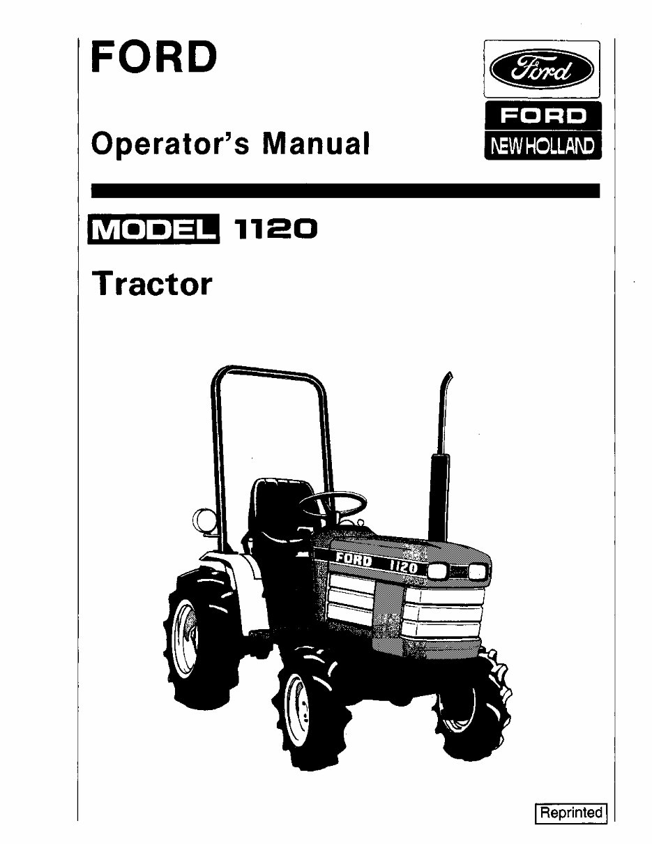 FORD New Holland 1120 Tractor Operators Manual