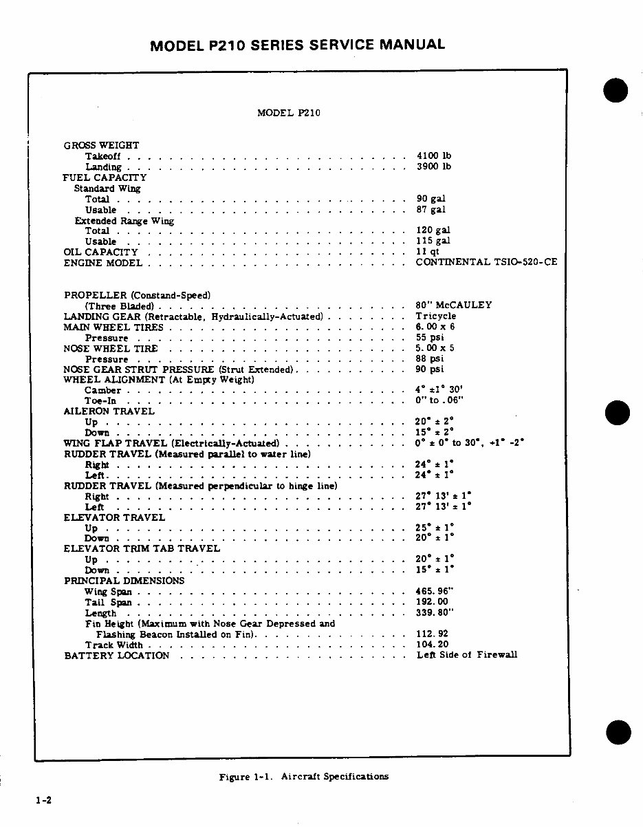 Cessna P210 maintenance service manual 1985 - 1986