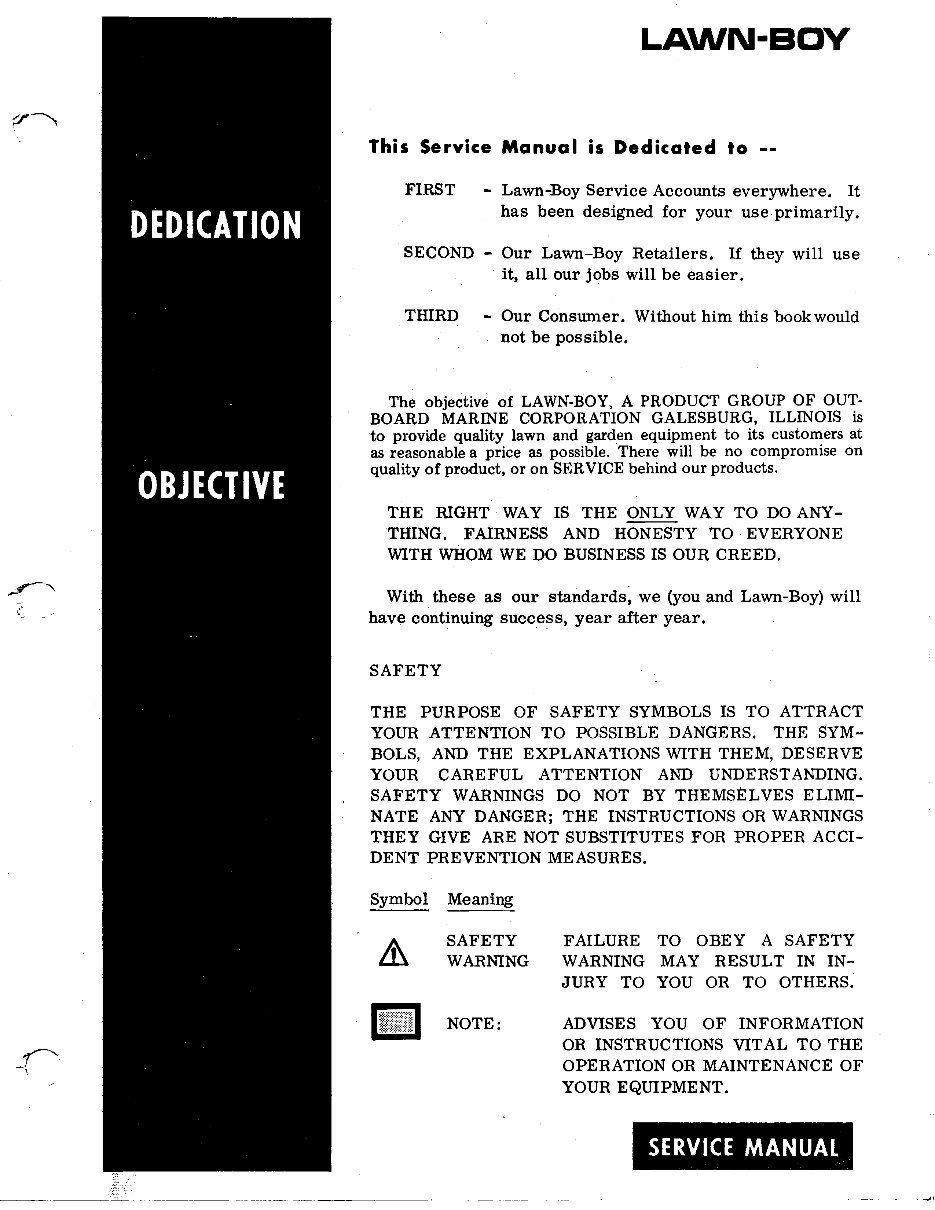 Lawn Boy F Series engine 19882000 Repair Service Manual