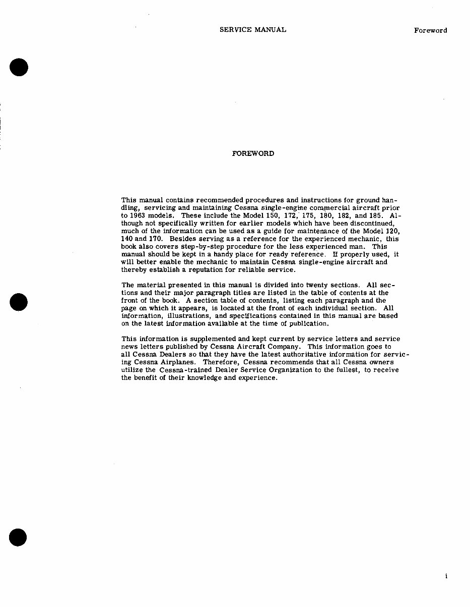 Cessna 100 Series 150 172 177 180 182 185 Service Manual
