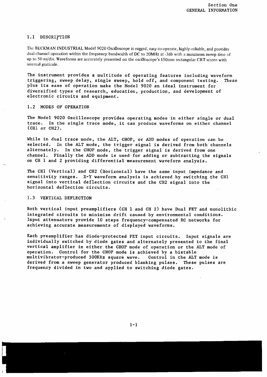 OWNER Manual Beckman CIRCUITMATE 9020 20 MHz Oscilloscope
