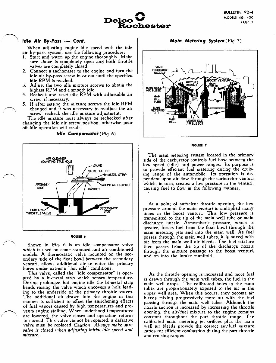 DELCO ROCHESTER Model 4G, 4GC Carburetor Service / Repair Manual