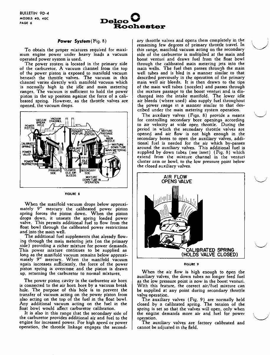 DELCO ROCHESTER Model 4G, 4GC Carburetor Service / Repair Manual