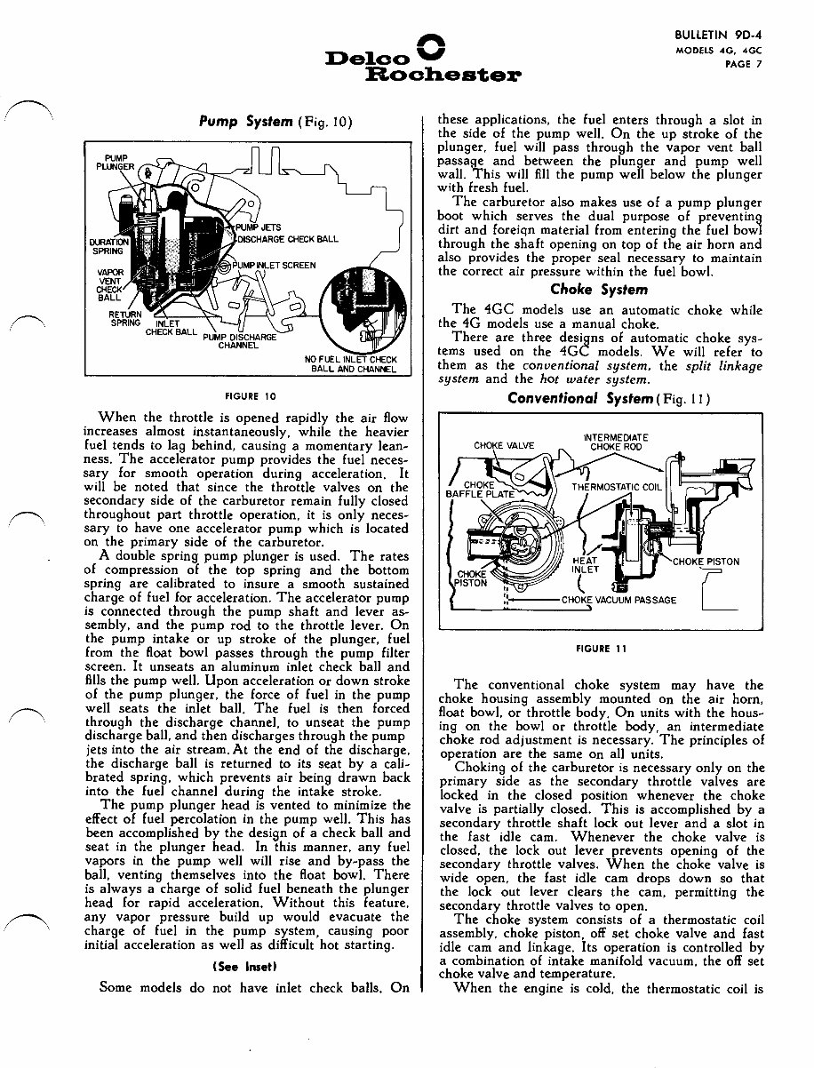 DELCO ROCHESTER Model 4G, 4GC Carburetor Service / Repair Manual