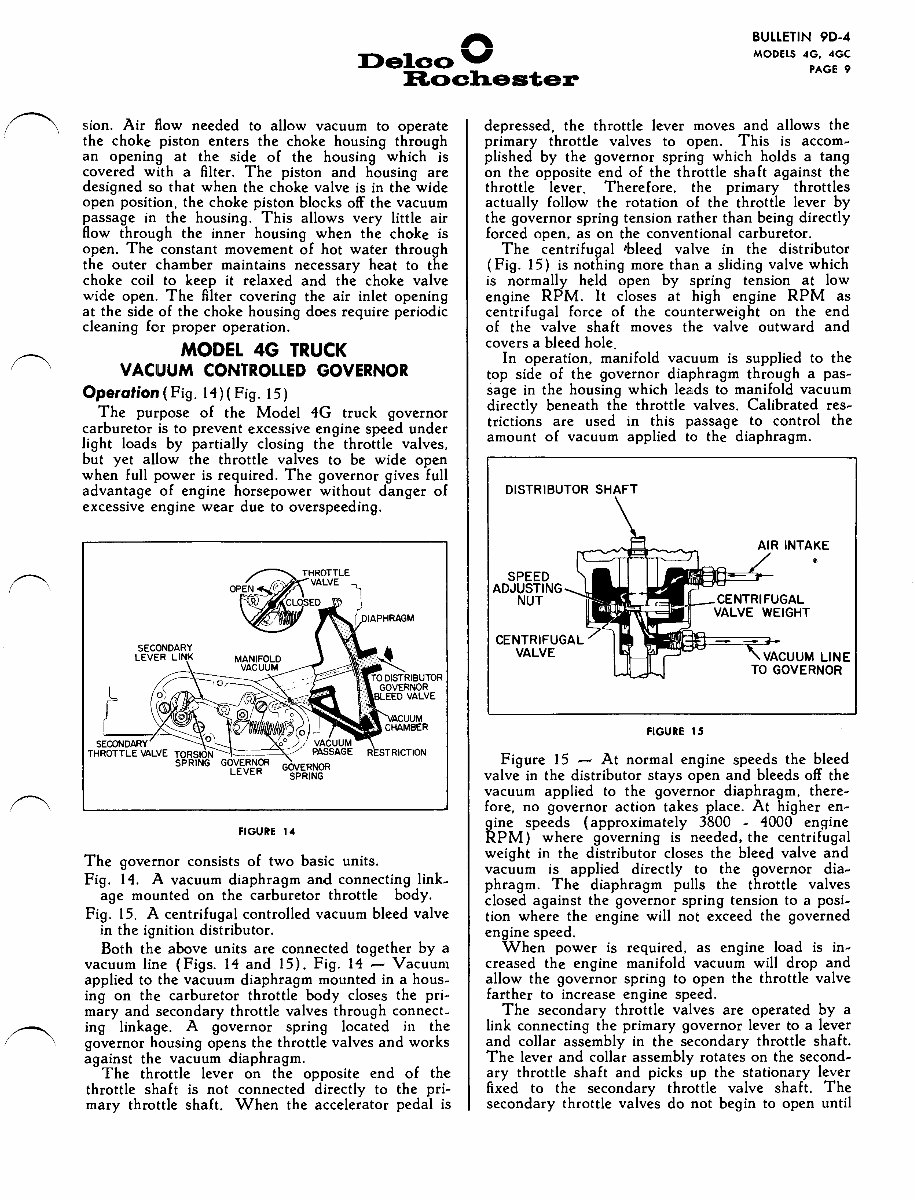 DELCO ROCHESTER Model 4G, 4GC Carburetor Service / Repair Manual