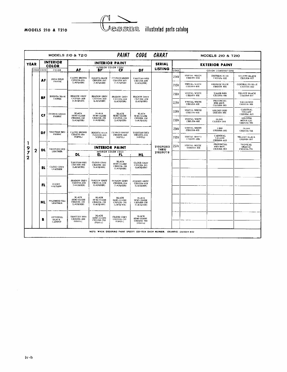 Cessna 210 Parts Catalog Manual 1970 thru 1975 Cessna 210 Centurion