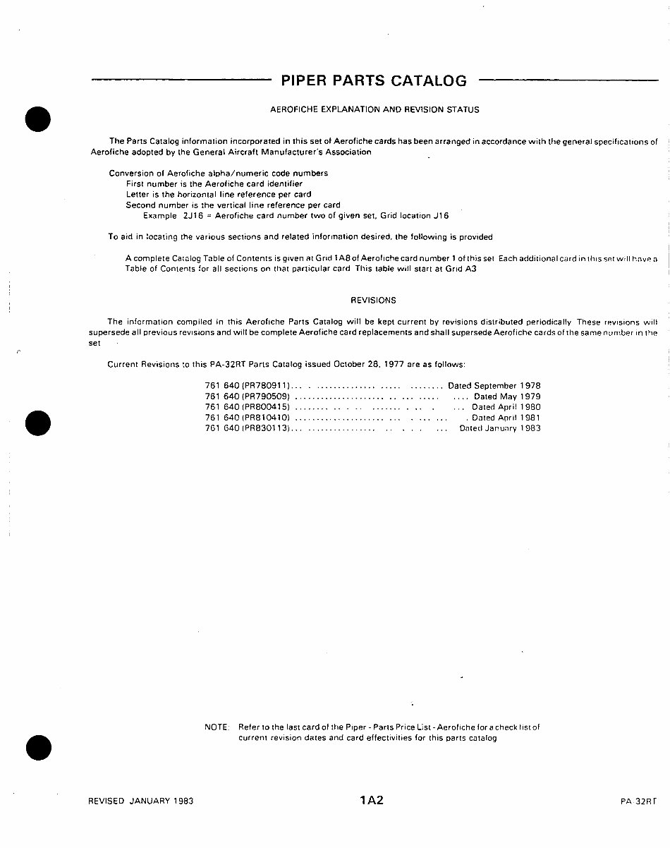 PA32 Lance II 2 IPC Illustrated Parts Manual Parts Catalog