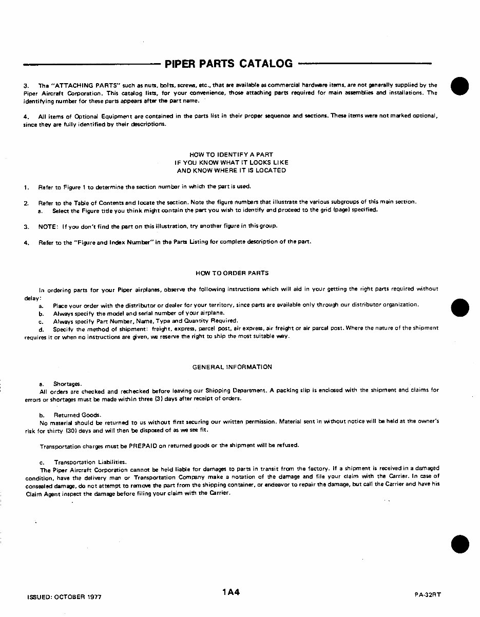 PA32 Lance II 2 IPC Illustrated Parts Manual Parts Catalog