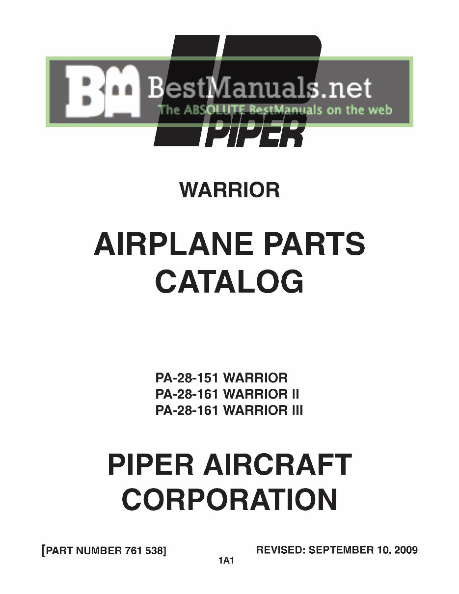 Piper warrior PA28 151 161 II III IPC parts catalog