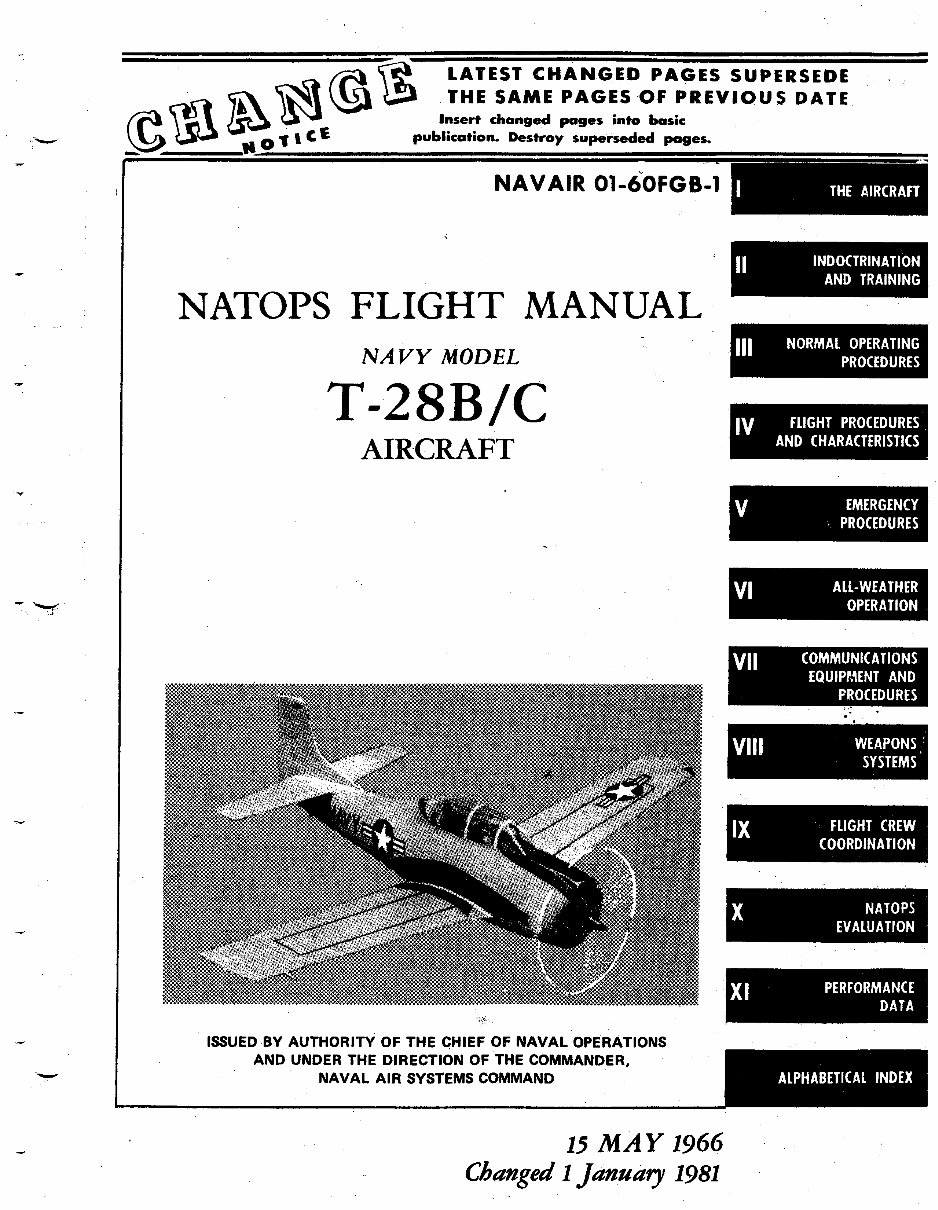 USN T-28 Aircraft NATOPS Flight Manual T-28B T-28C