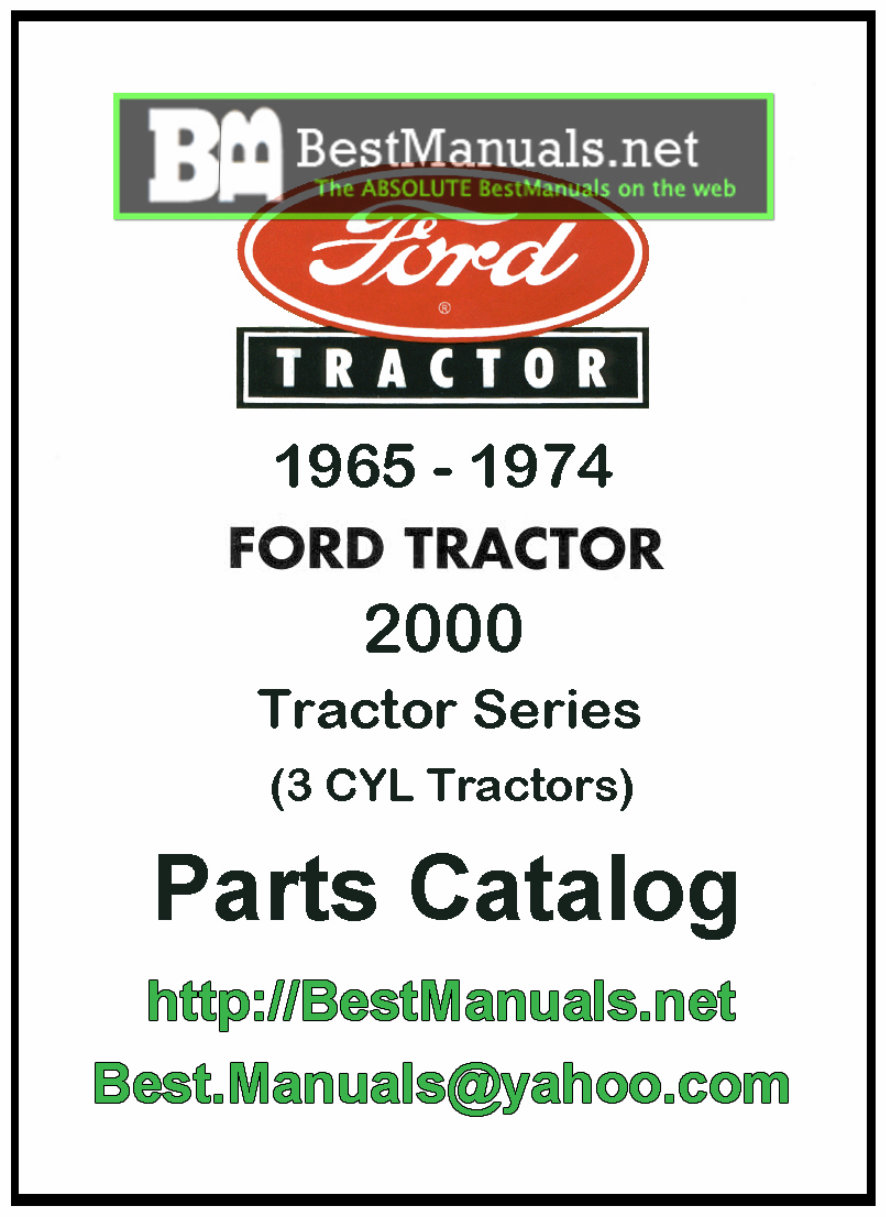 Ford 2000 3 Cylinder Tractor Illustrated Parts List Catalog Manual 1965