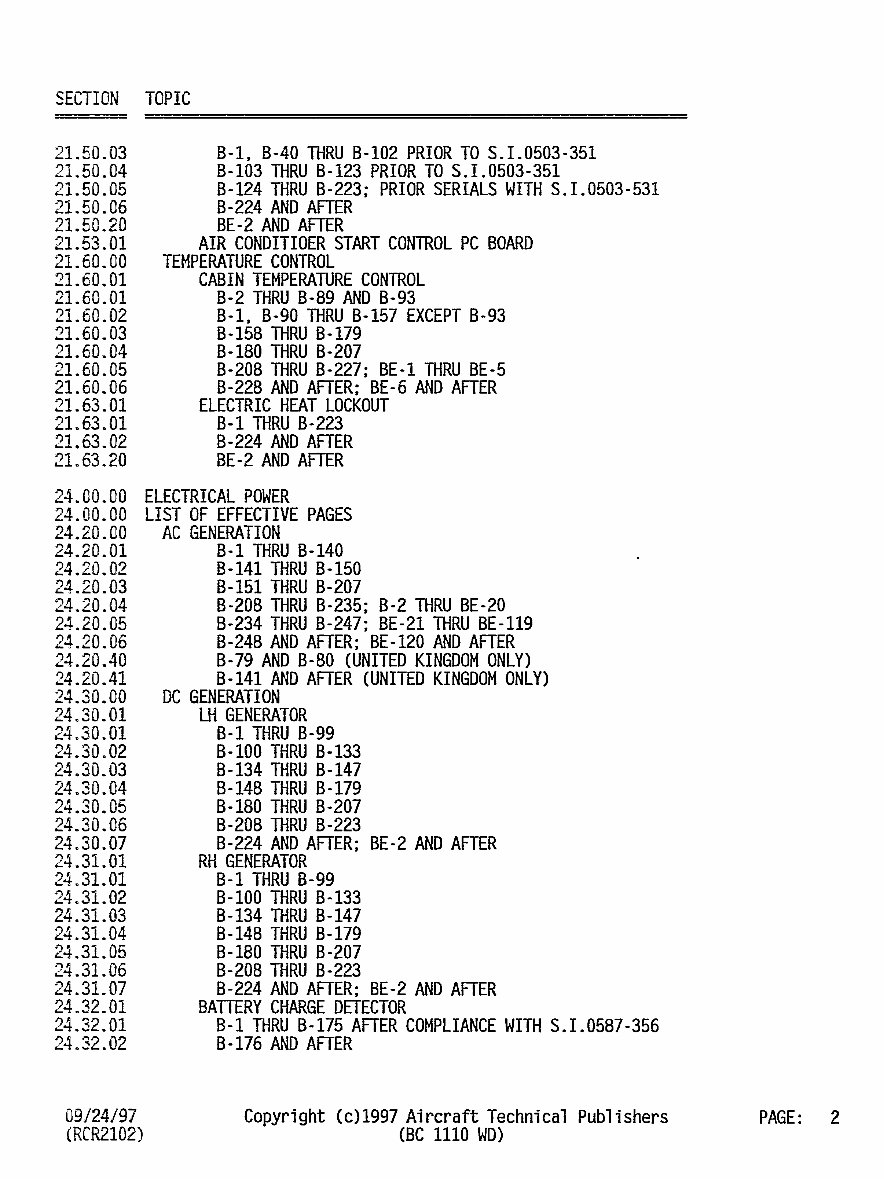 Beechcraft King Air B100 Electrical System Wiring Diagram Manual