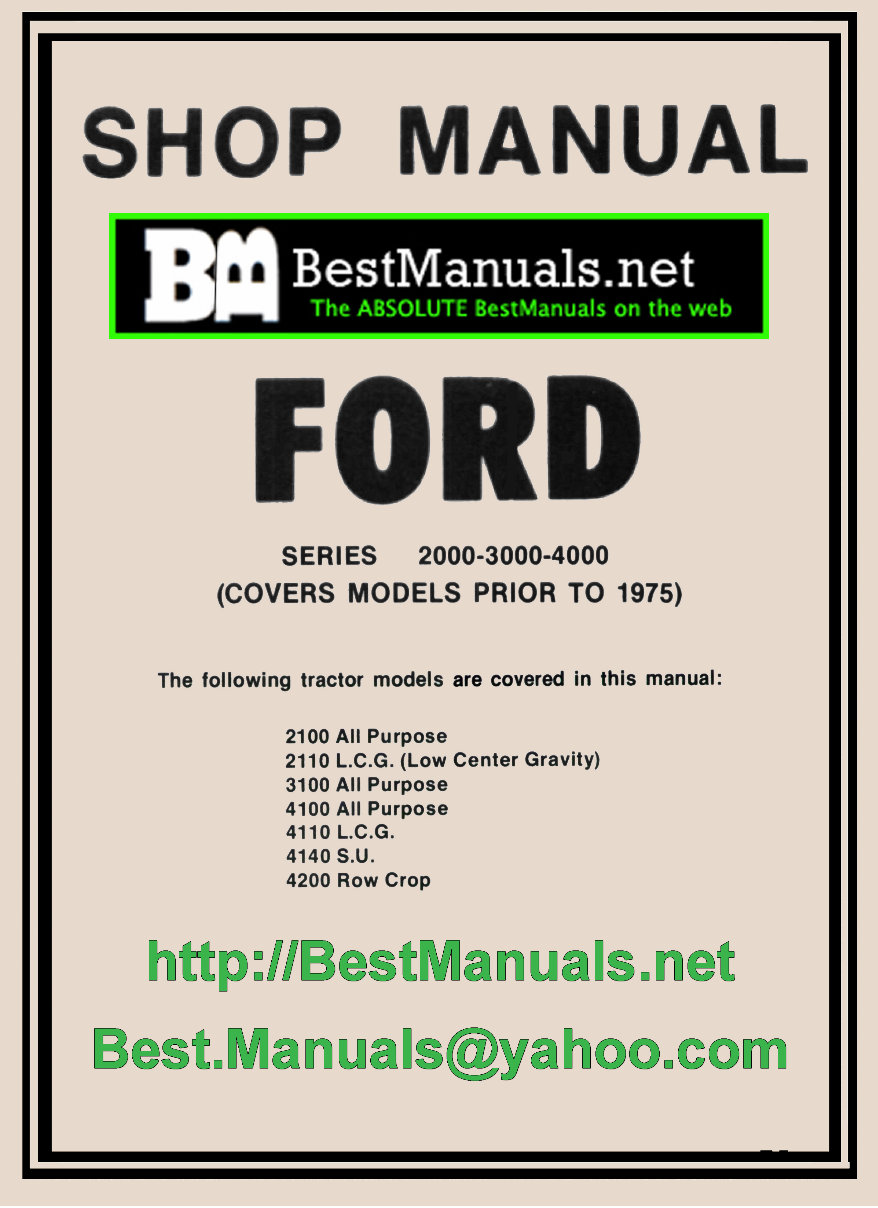 Ford 2100 2110 3100 4100 4110 4140 4200 Tractor Service Repair Shop Manual  - IMPROVED 