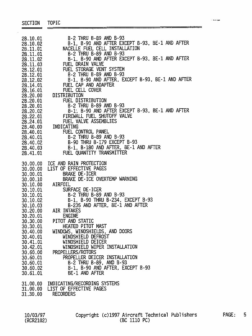 Beechcraft King Air 100 Illustrated Parts Catalog Manual