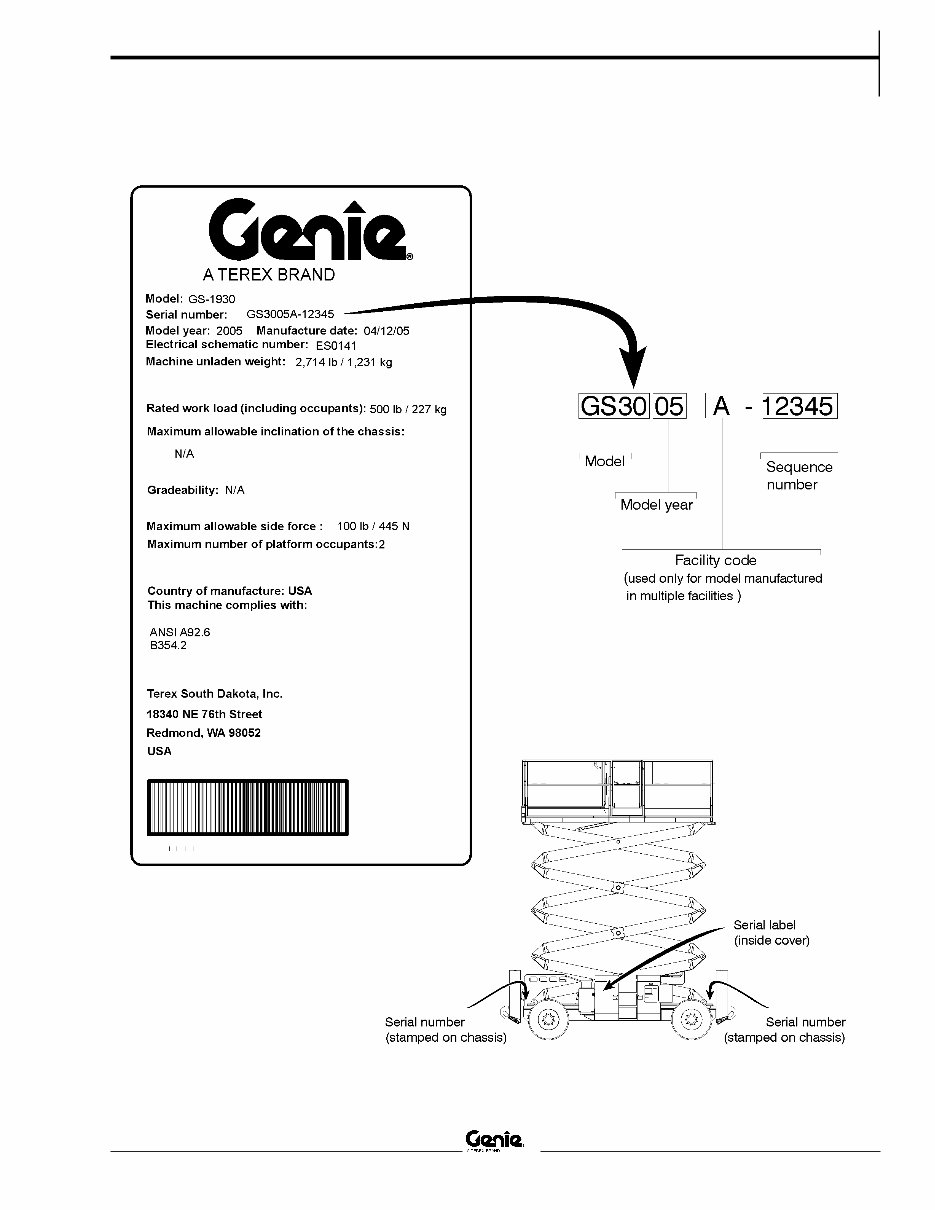 Genie Part Manual GS3390 GS4390 GS5390 SN 40001 to 42685