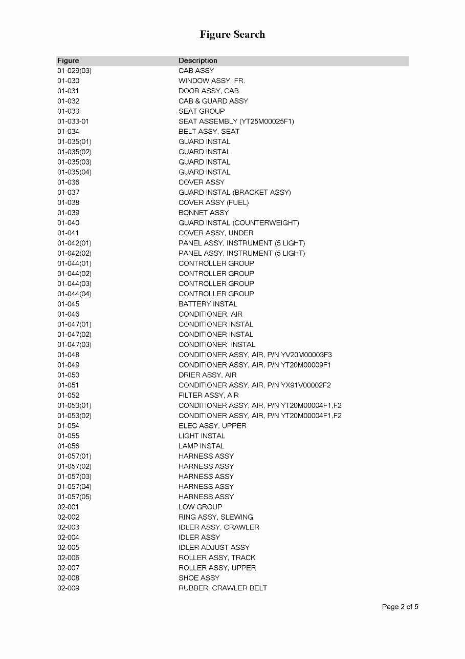 KOBELCO SK115SRDZ SHORT RADIUS Excavator Parts Catalog Manual