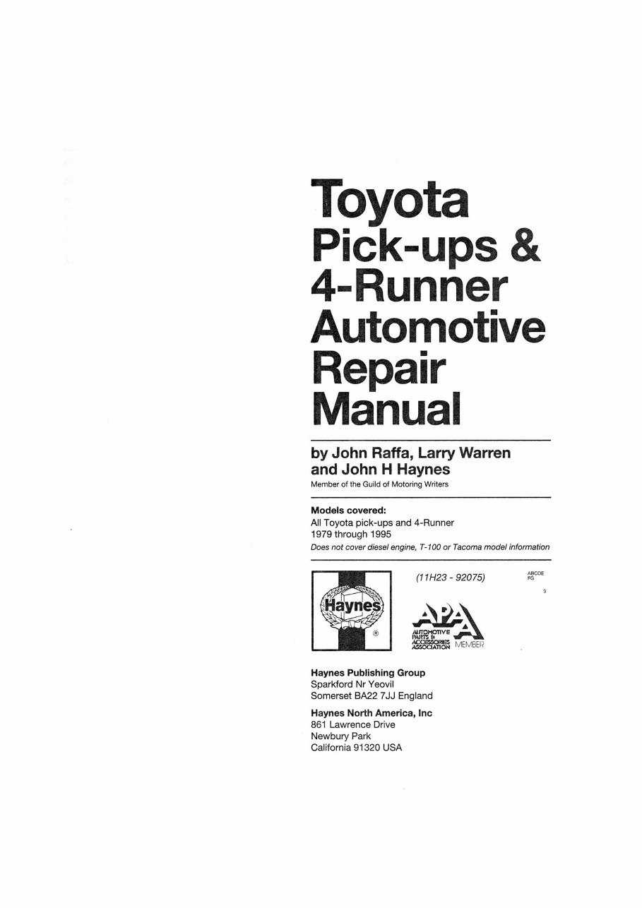 1998 TOYOTA 4RUNNER SERVICE MANUAL PDF visual data 6