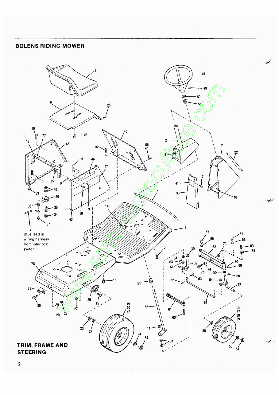 Bolens Rear Engine Riding Mower Master Parts Manual