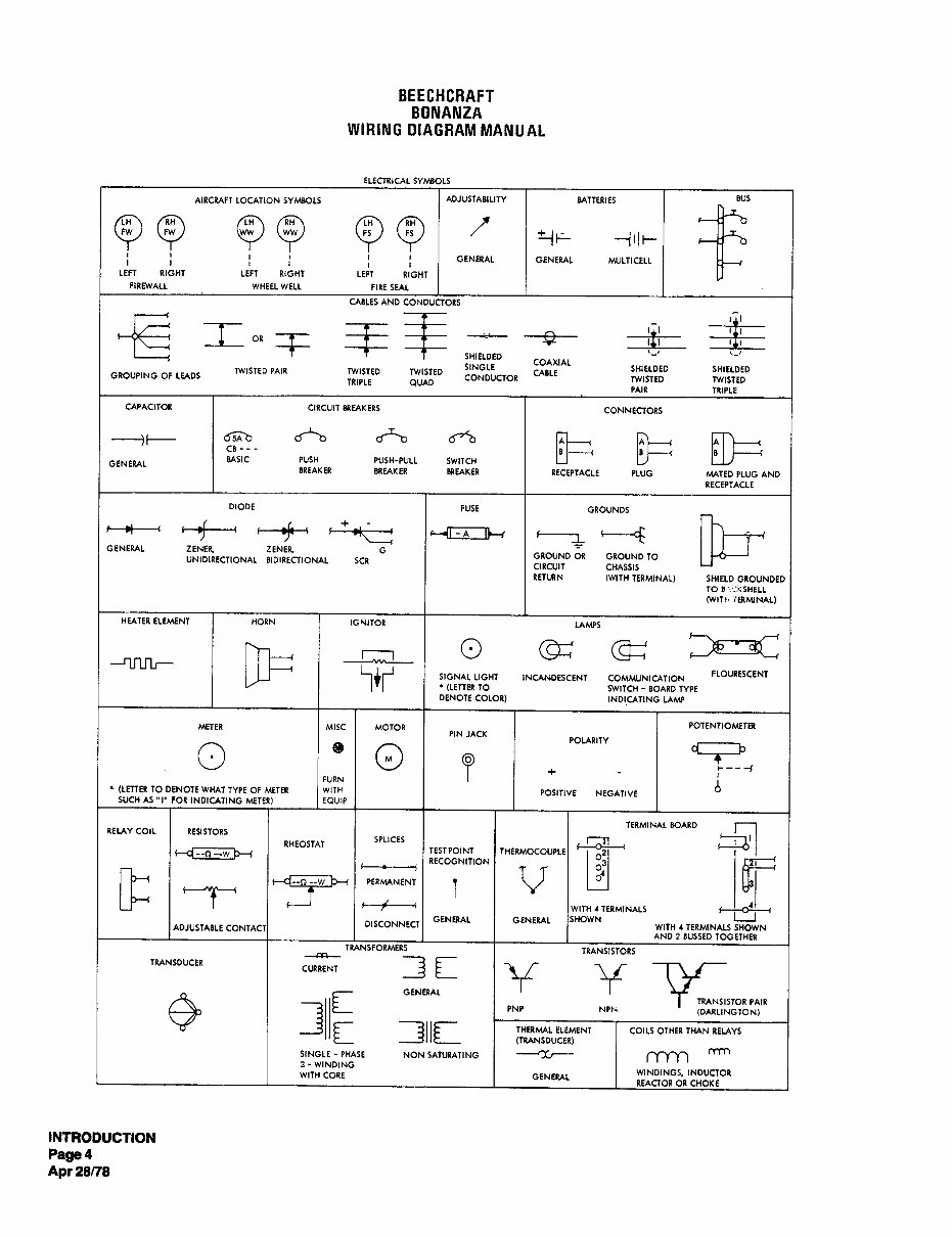 Raytheon Beech Bonanza 14 Volt Electrical Wiring Diagram Manual - F33A ...