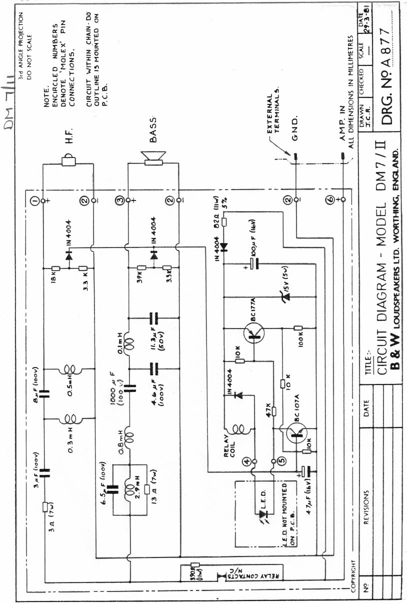 B&W DM7 mk2 Bowers & Wilkins Crossover Diagram & Components