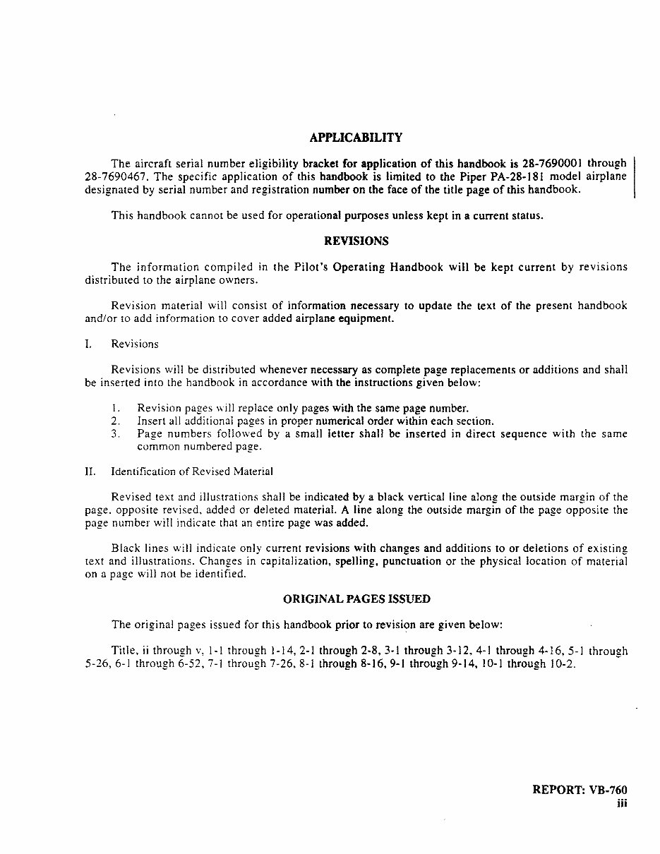 Piper PA28181 Archer II Pilot's Operating Handbook POH INSTANT