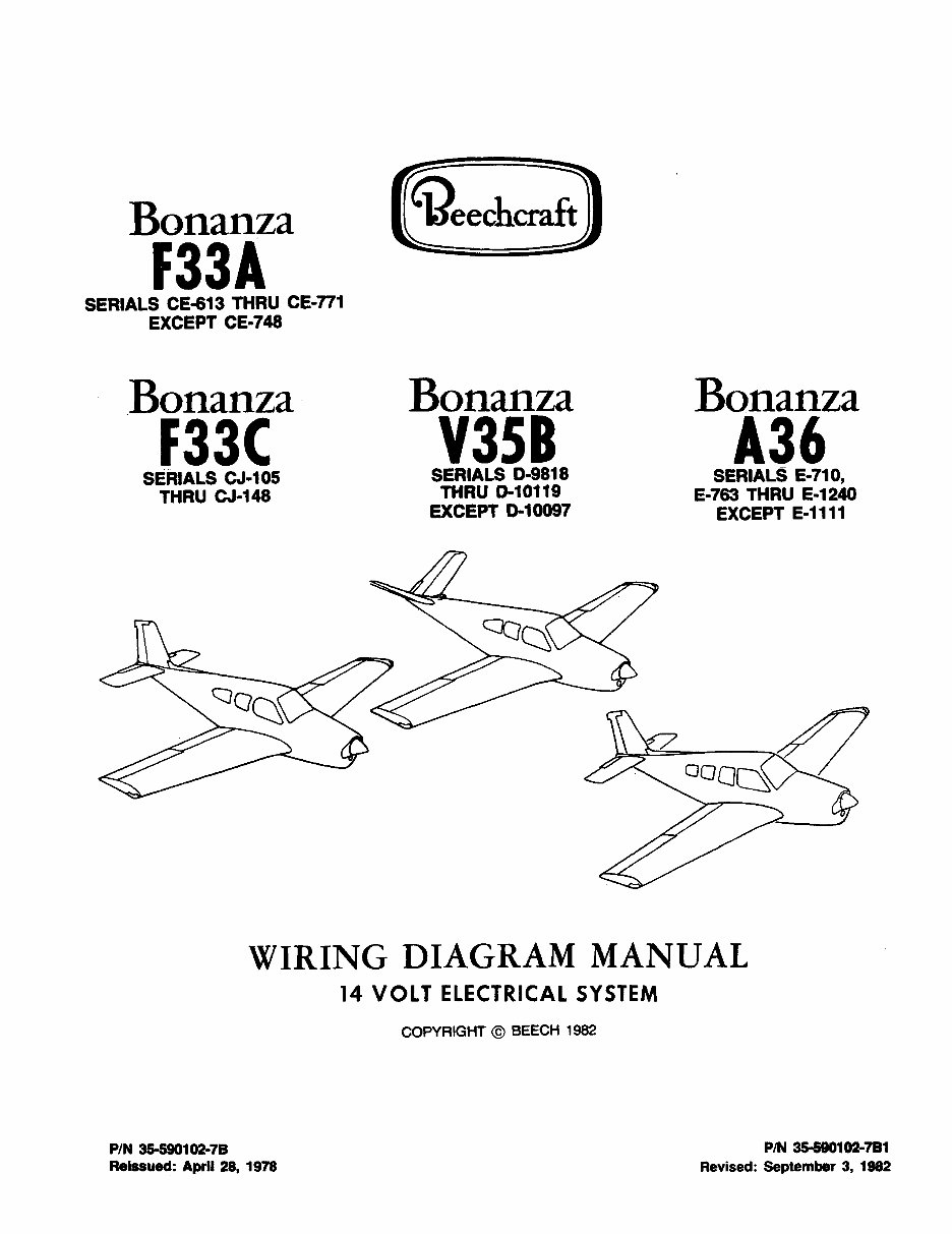 Beechcraft Bonanza 14 Volt Electrical Wiring Diagram Manual F33 F33C