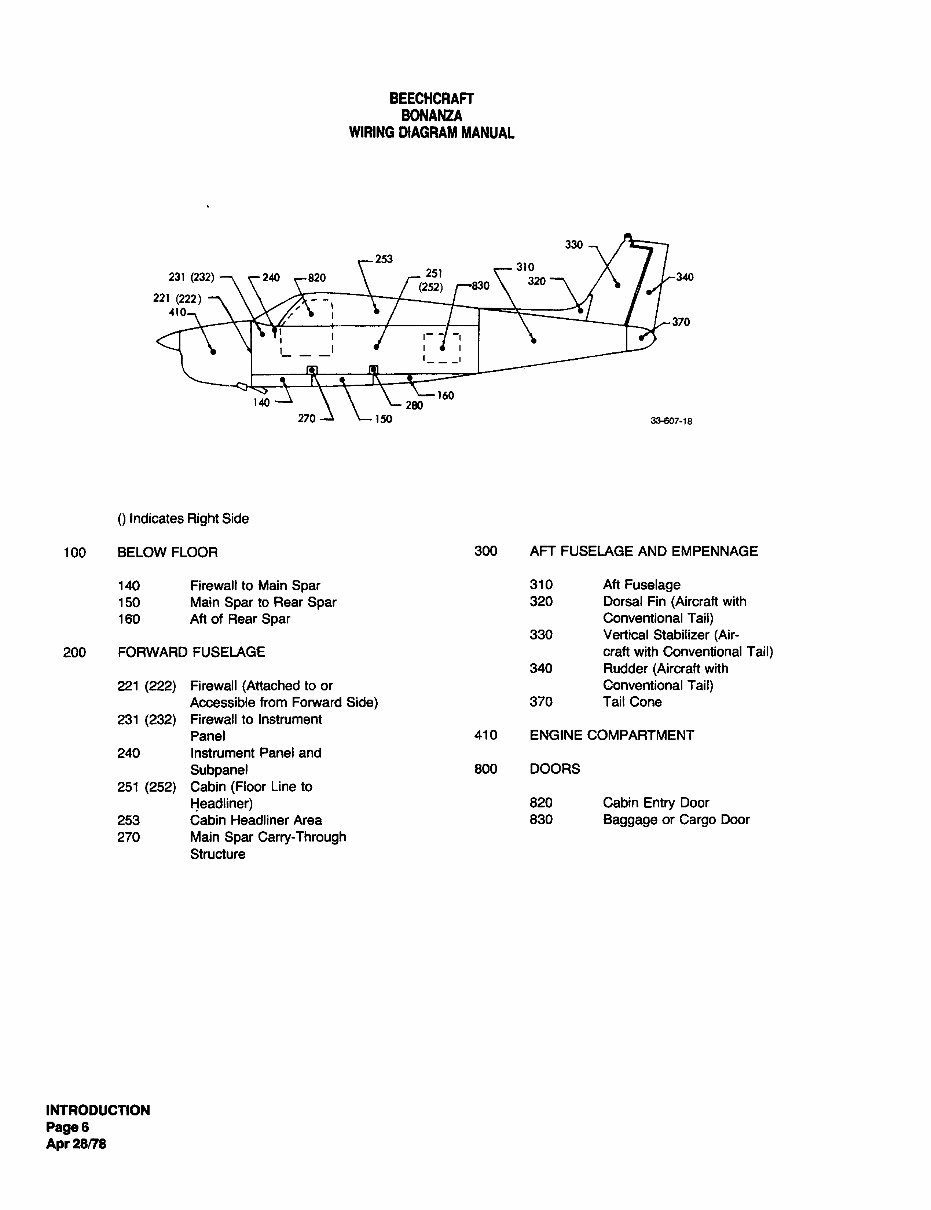 Beechcraft Bonanza 14 Volt Electrical Wiring Diagram Manual F33 F33C