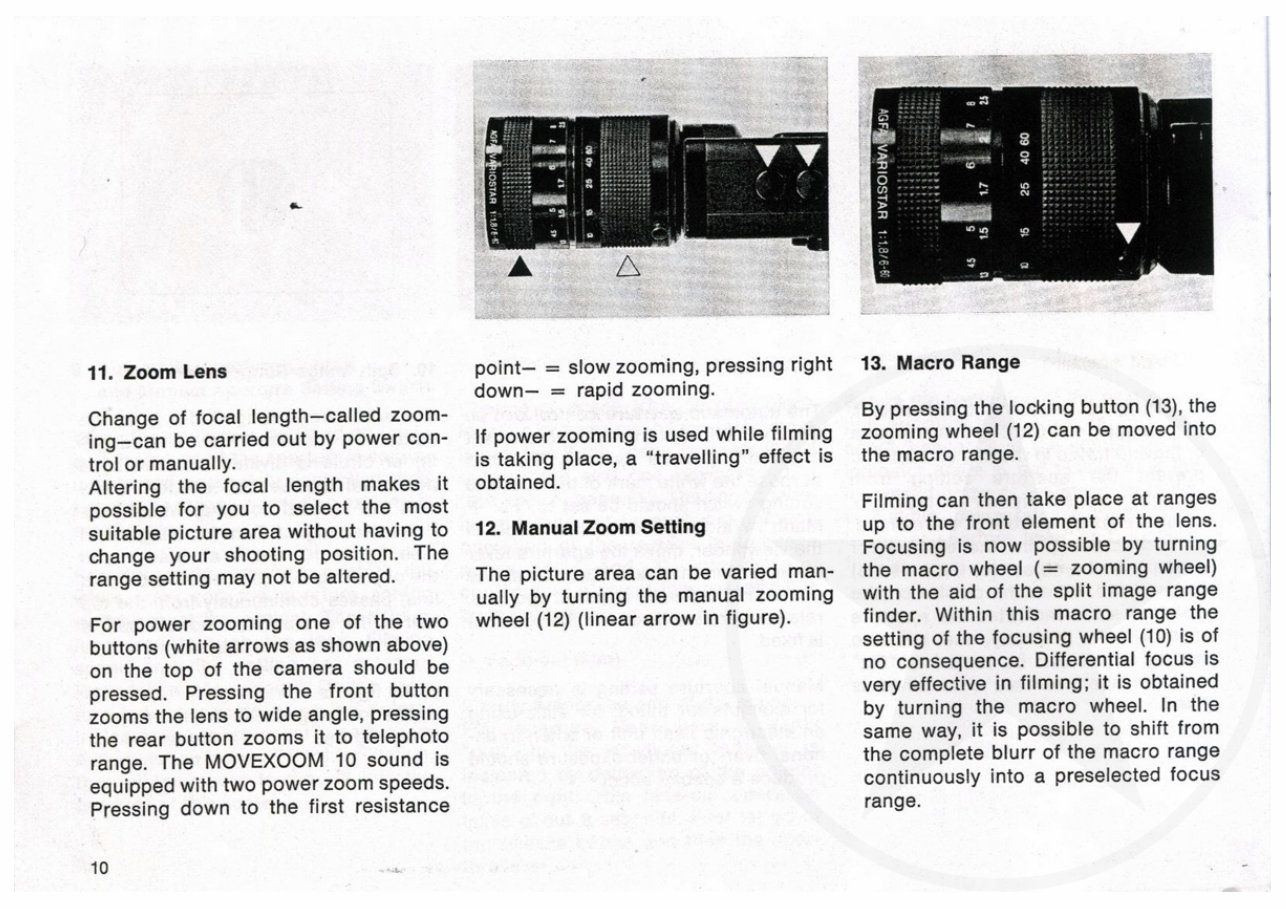 Agfa Movexoom 10 Sound Super 8 Camera manual preview img 10
