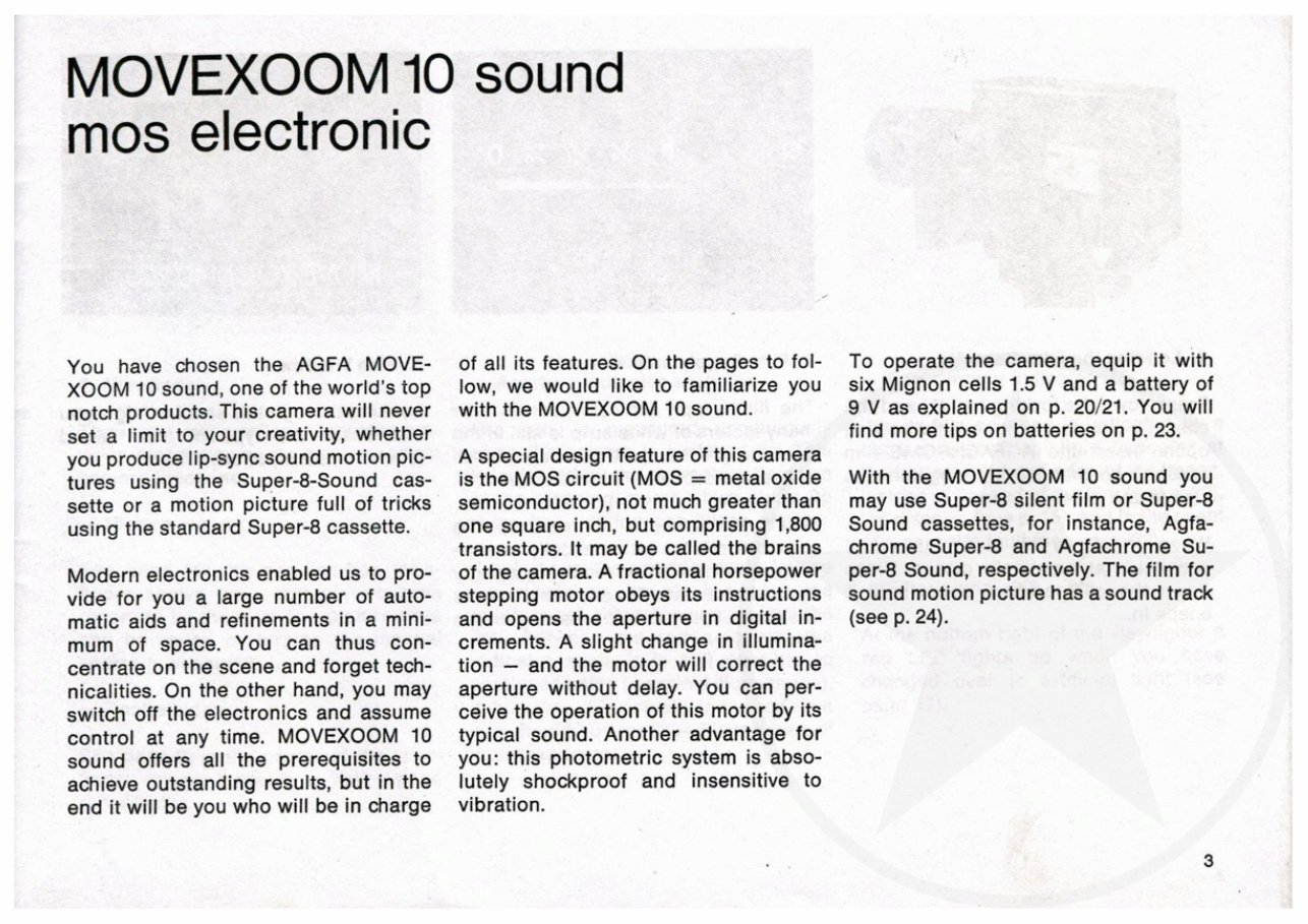 Agfa Movexoom 10 Sound Super 8 Camera manual preview img 3