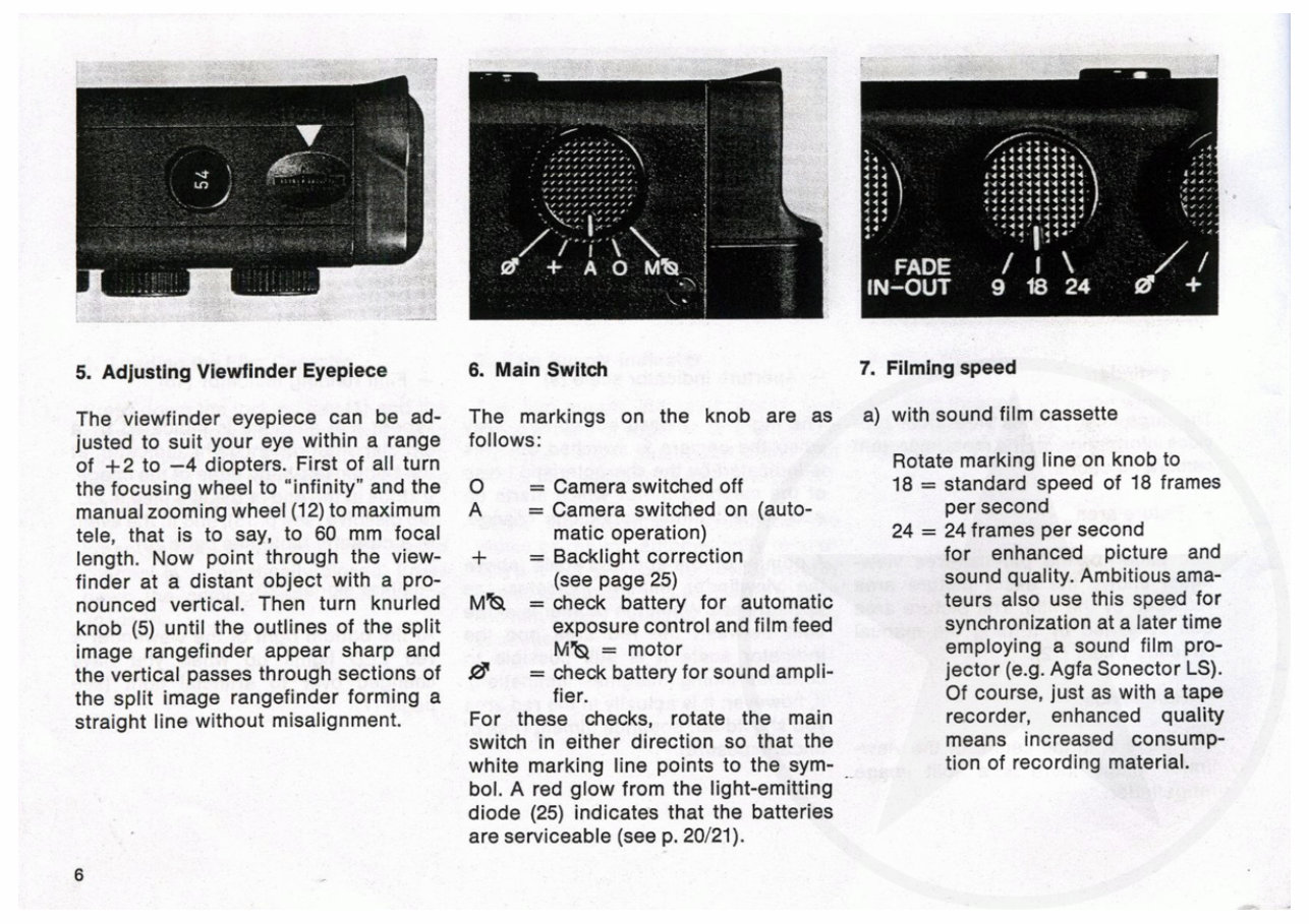 Agfa Movexoom 10 Sound Super 8 Camera manual preview img 6