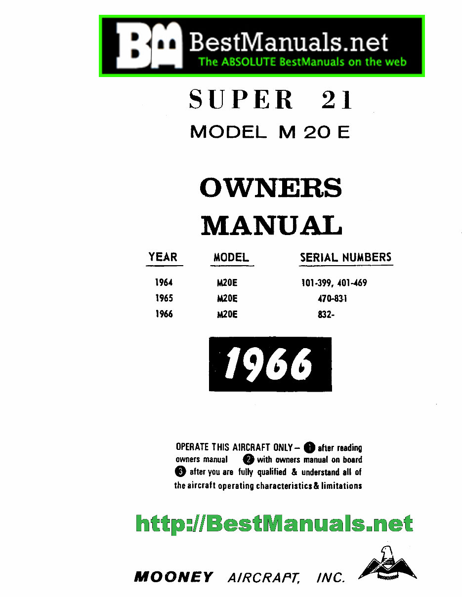 Mooney M20E Super 21 owners manual preview img 1
