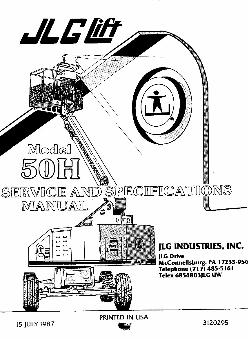 JLG Boom Lifts 50H Service Repair Workshop Manual (P/N:3120295) preview img 1