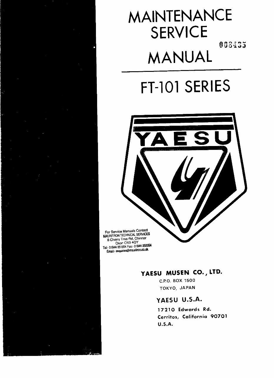 YAESU FT-101 FT-101B FT-101E /EE/EX Service Manual preview img 1
