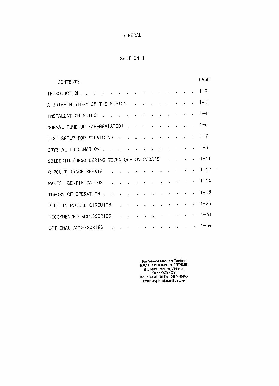 YAESU FT-101 FT-101B FT-101E /EE/EX Service Manual preview img 8