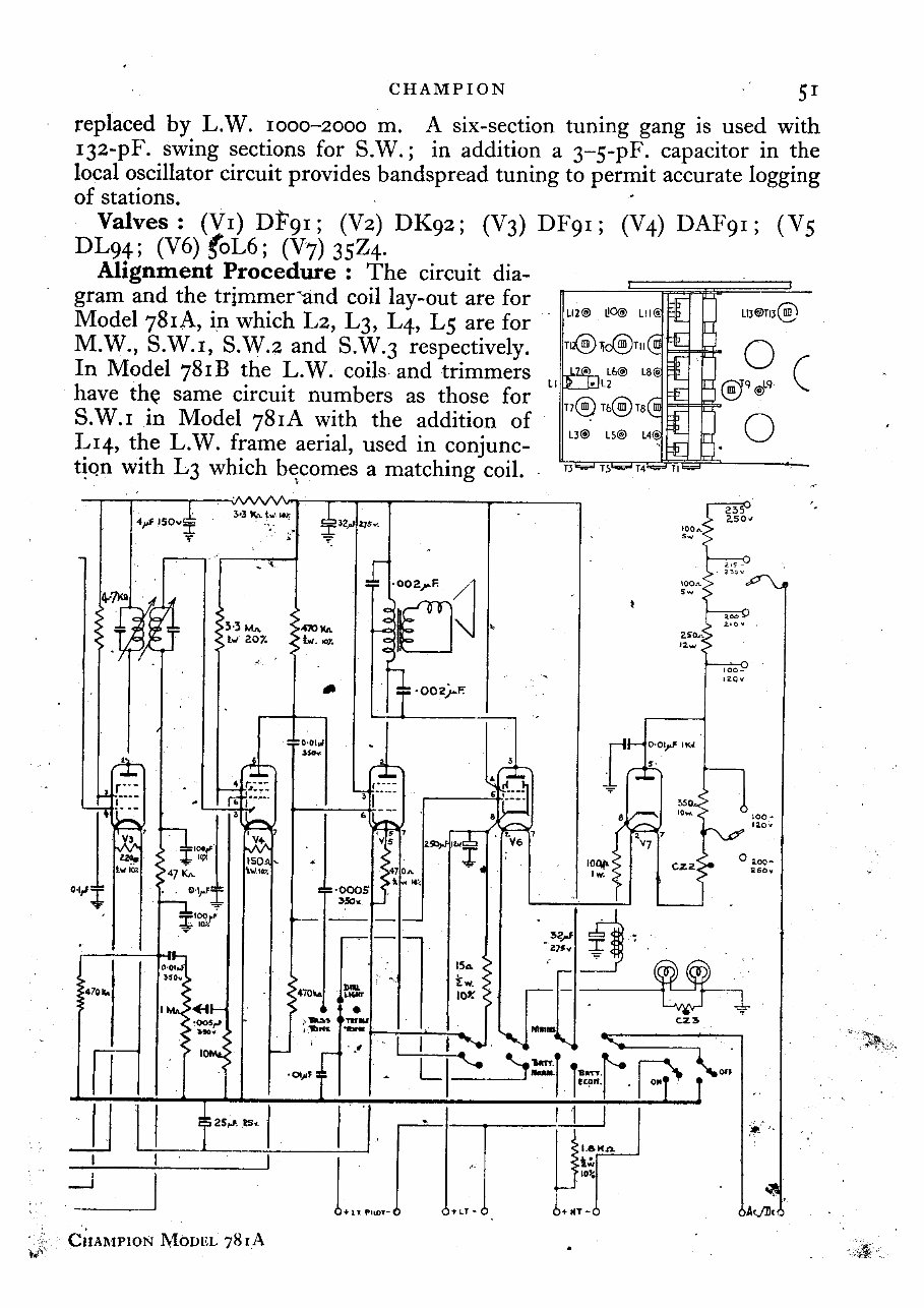 Champion 781A / 78IB Portable Receiver Circuit Diagram preview img 2