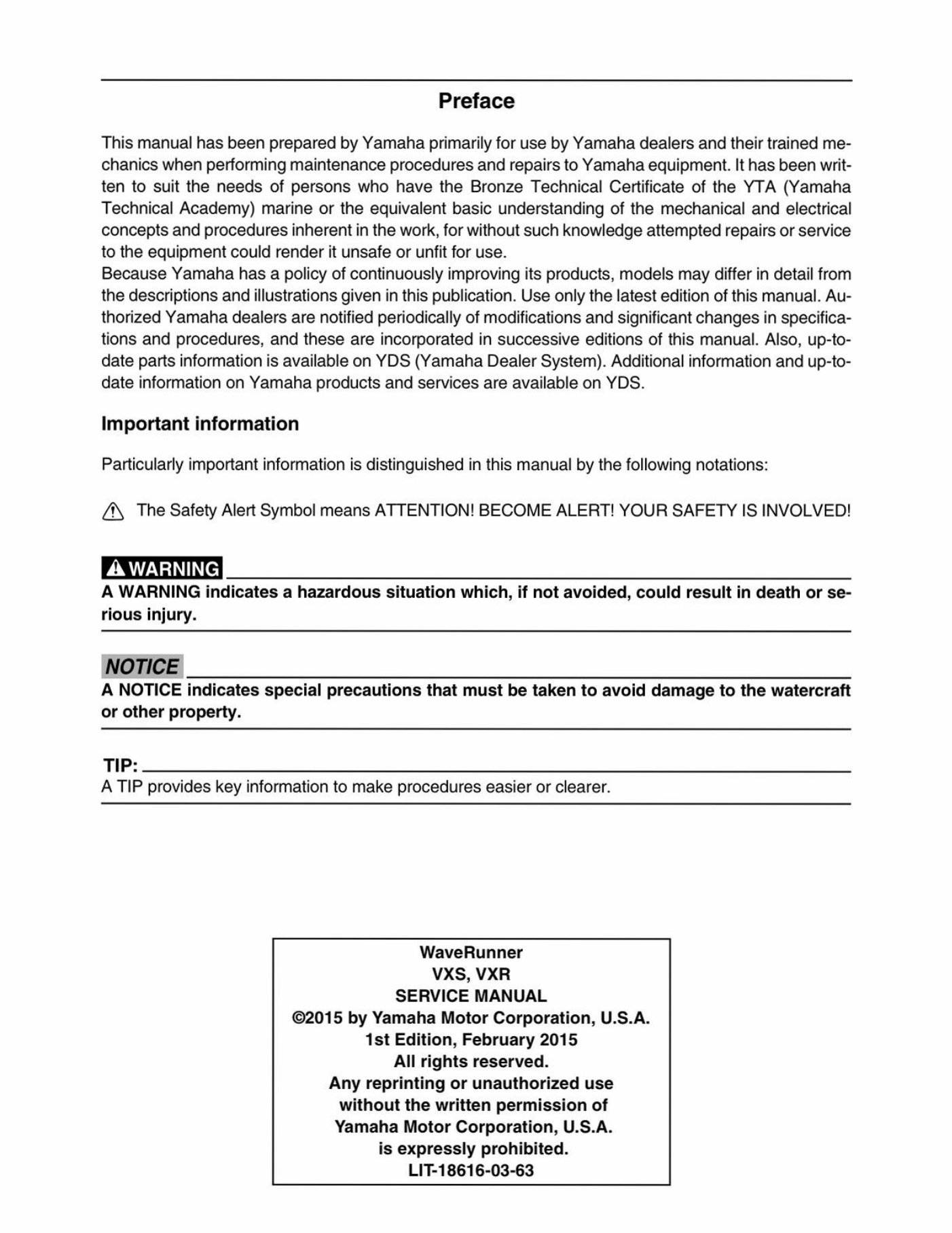 2019 Yamaha VXR Service & Repair Manual preview img 2