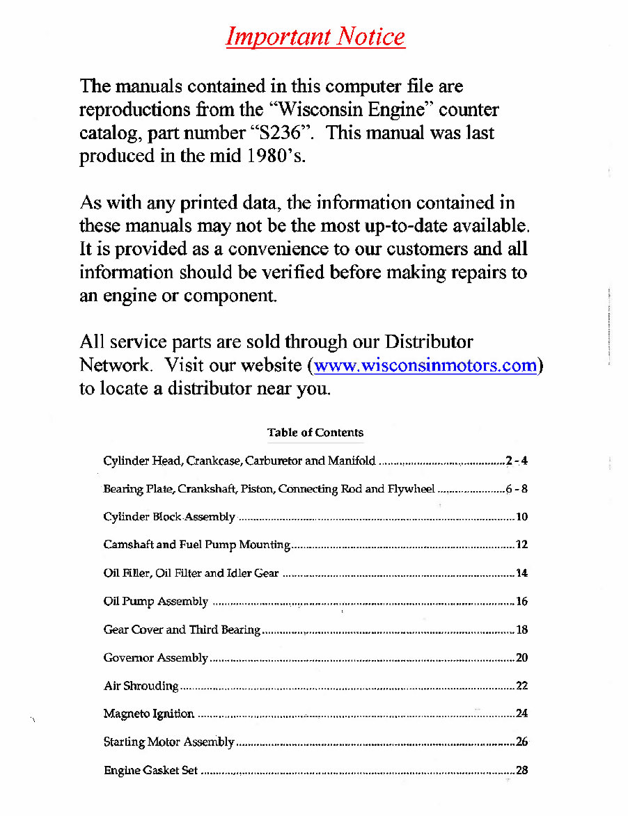 Wisconsin Engine parts manual W4 1770 IPL Manuals Online