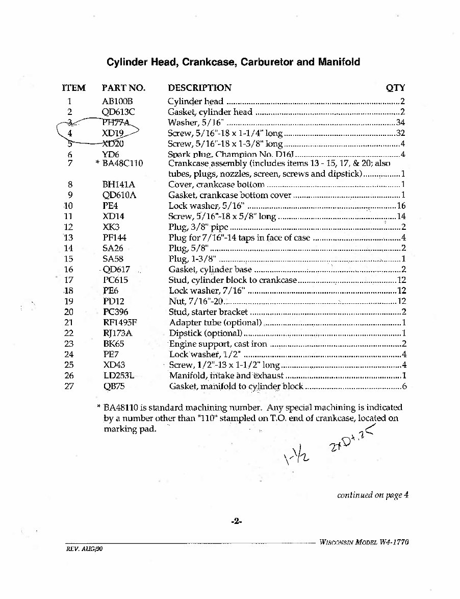 Wisconsin Engine parts manual W4 1770 IPL Manuals Online