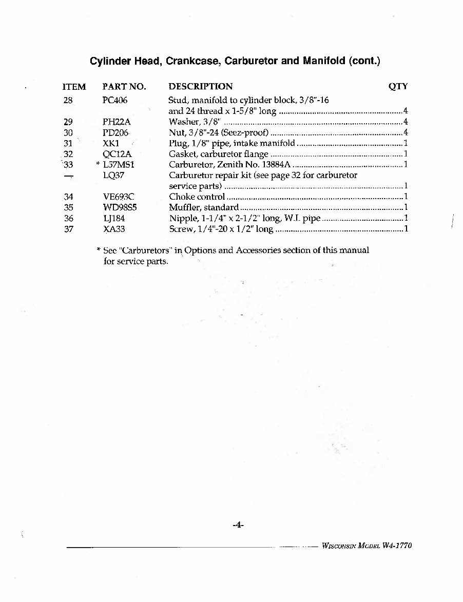 Wisconsin Engine parts manual W4 1770 IPL Manuals Online