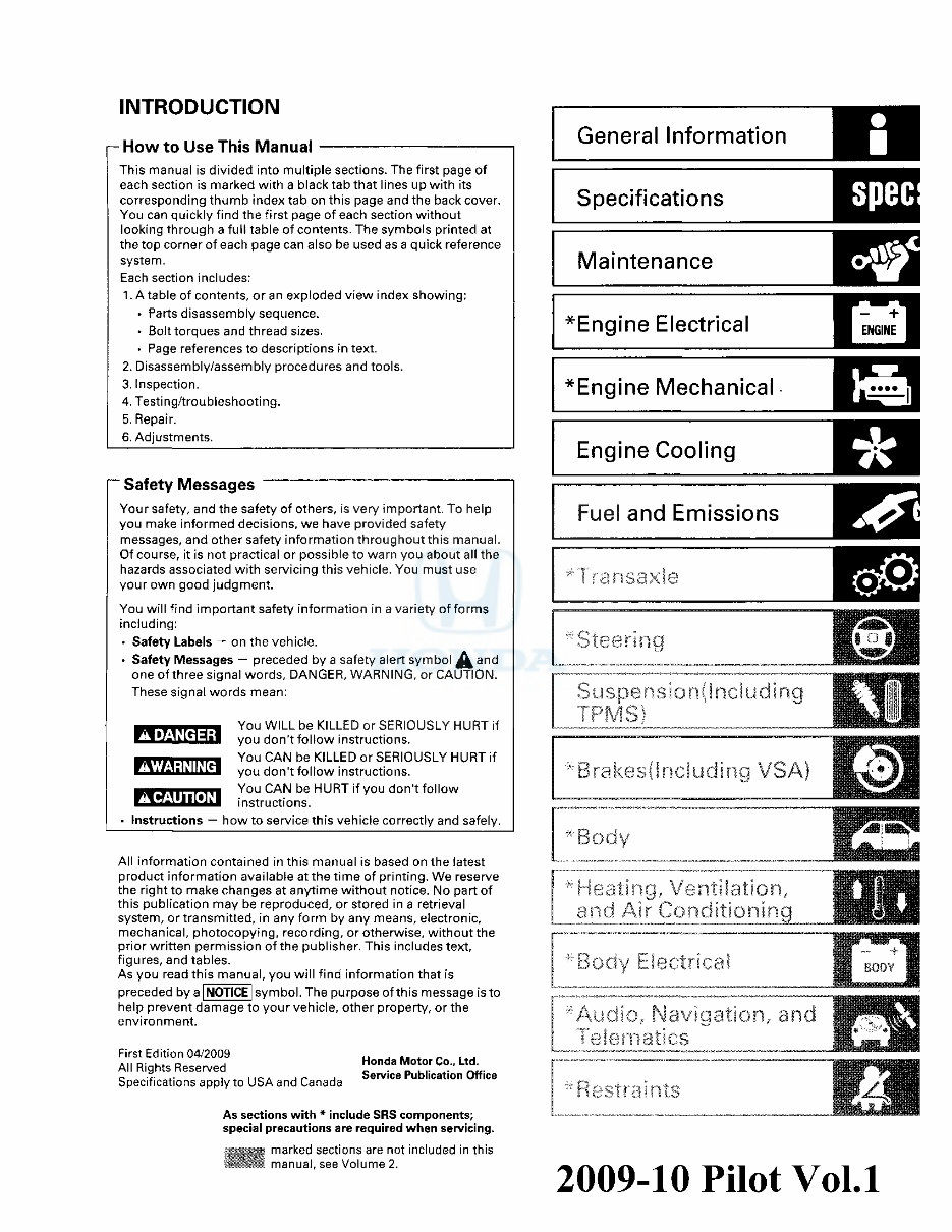 2011 Honda Pilot Service & Repair Manual Software