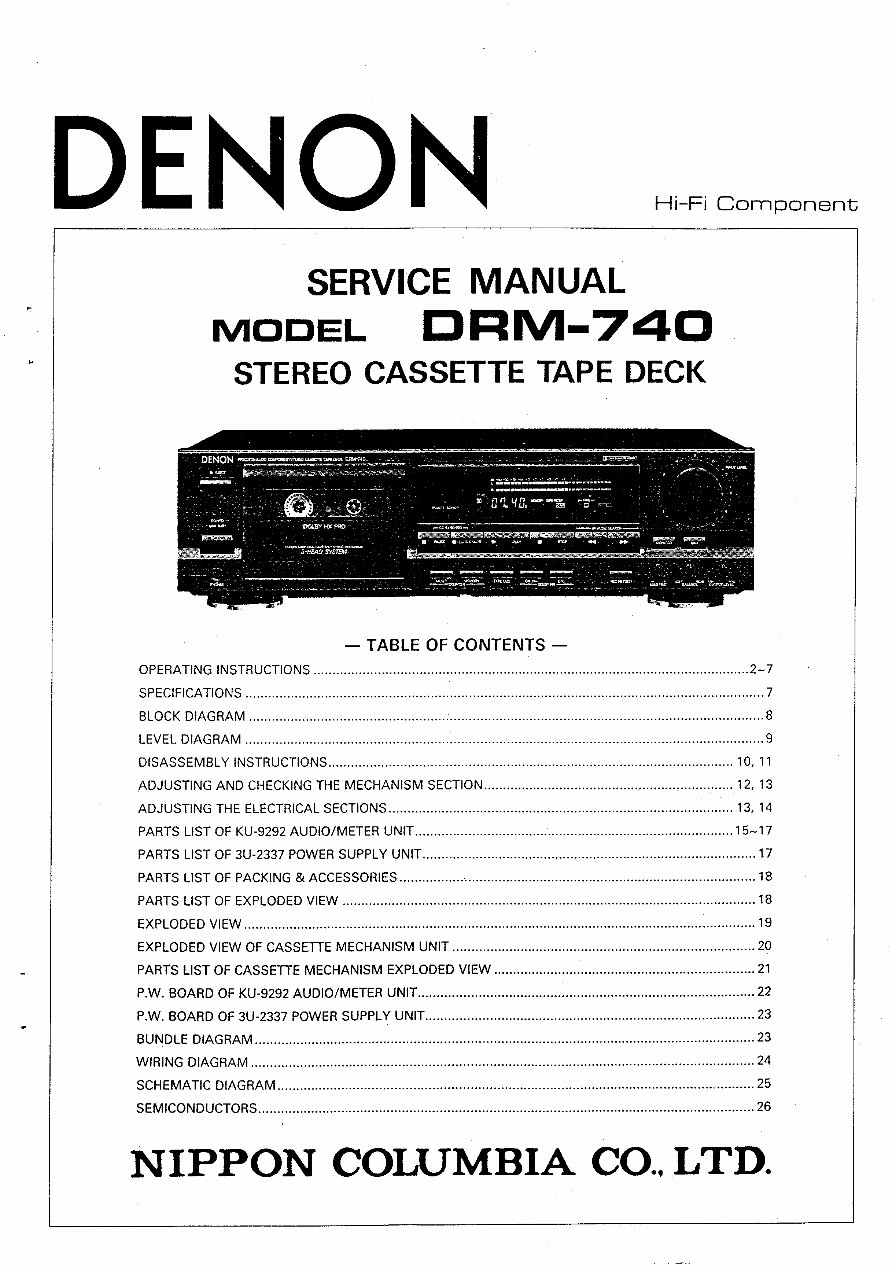 Service Manual DENON DRM-740 CASSETTE PLAYER preview img 1
