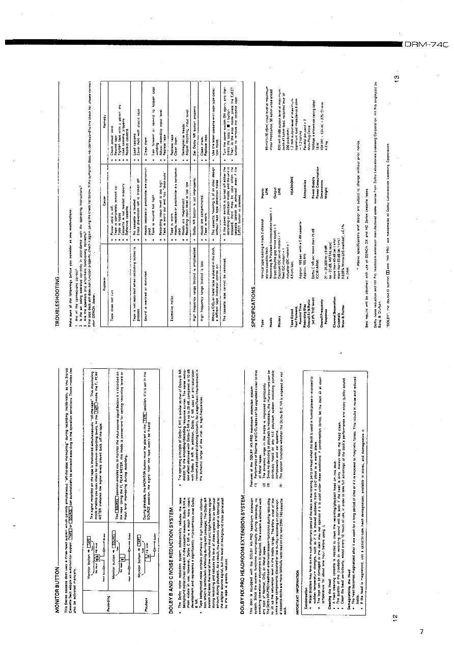 Service Manual DENON DRM-740 CASSETTE PLAYER preview img 7